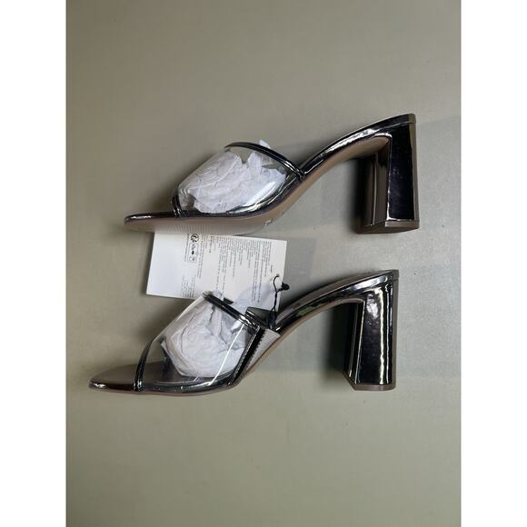 The Drop Women's Pattie High Block-Heeled Mule Sandal Pewter Clear 10 - Picture 5 of 10